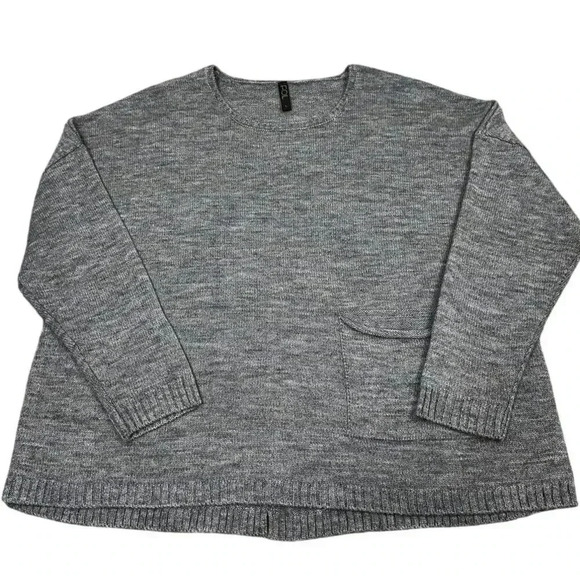 FOIL (L) Grey & Blue‎ Heather Wool & Alpaca Knit Scoop Neck Oversized Sweater - Picture 1 of 12